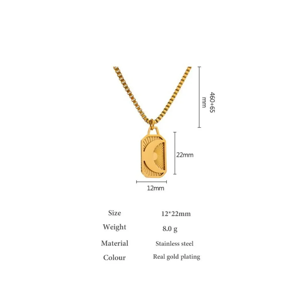 ^NEW 18K Gold Plated Crescent Moon Box Chain Pendant Necklace - Picture 6 of 6